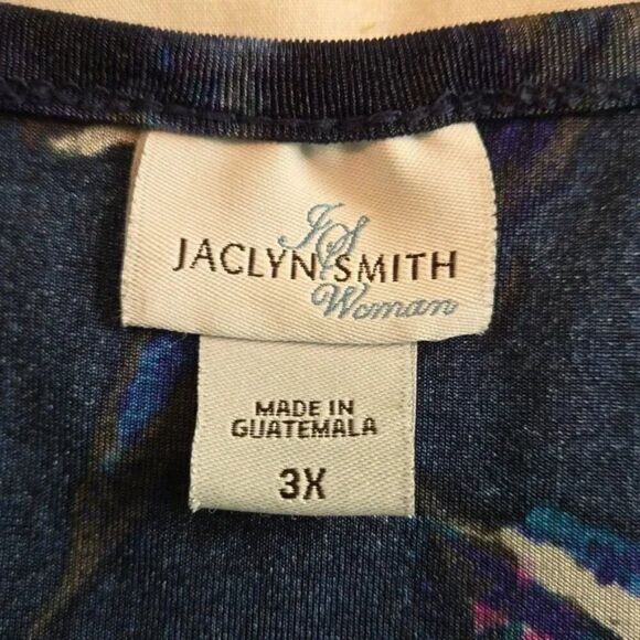♥️5 for $25♥️ Vintage Jaclyn Smith plus size 3X top blue w\ pink & white print - Picture 3 of 10
